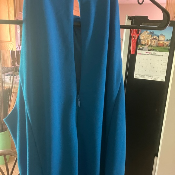 $129 Julia Jordan twist or knot neck blue sleeveless cocktail midi dress. Sz 10. - Picture 8 of 13
